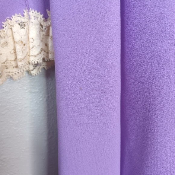 Vintage 60's Purple Mid Century Whimsigoth Prairie Coquette Lace Maxi Dress - Picture 14 of 16